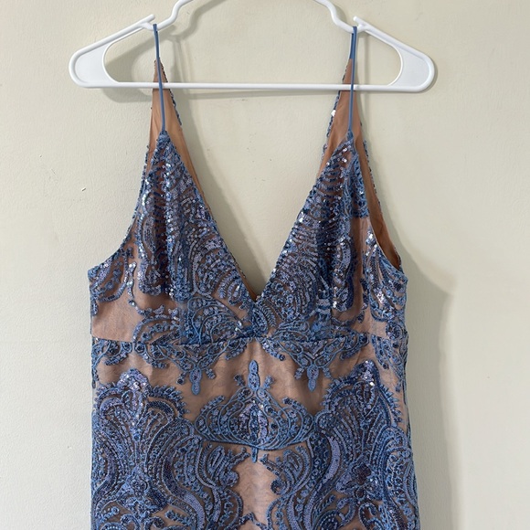 Free People Night Shimmers Mini Dress Blue Size 12 - Picture 4 of 13